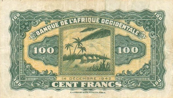Back of French West Africa p31a: 100 Francs from 1942
