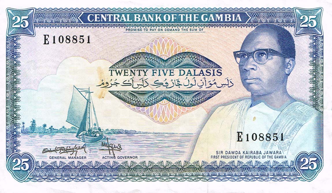 Front of Gambia p11b: 25 Dalasis from 1987
