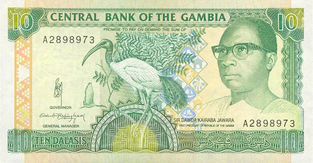 Front of Gambia p13a: 10 Dalasis from 1991