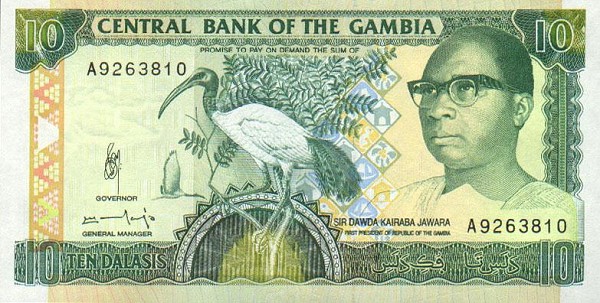 Front of Gambia p13b: 10 Dalasis from 1991