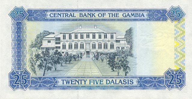 Back of Gambia p14a: 25 Dalasis from 1991