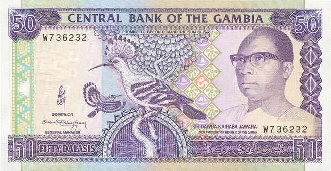 Front of Gambia p15a: 50 Dalasis from 1989
