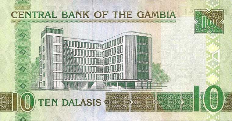 Back of Gambia p26c: 10 Dalasis from 2006