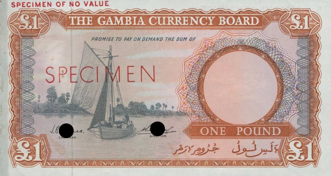 Front of Gambia p2ct: 1 Pound from 1965