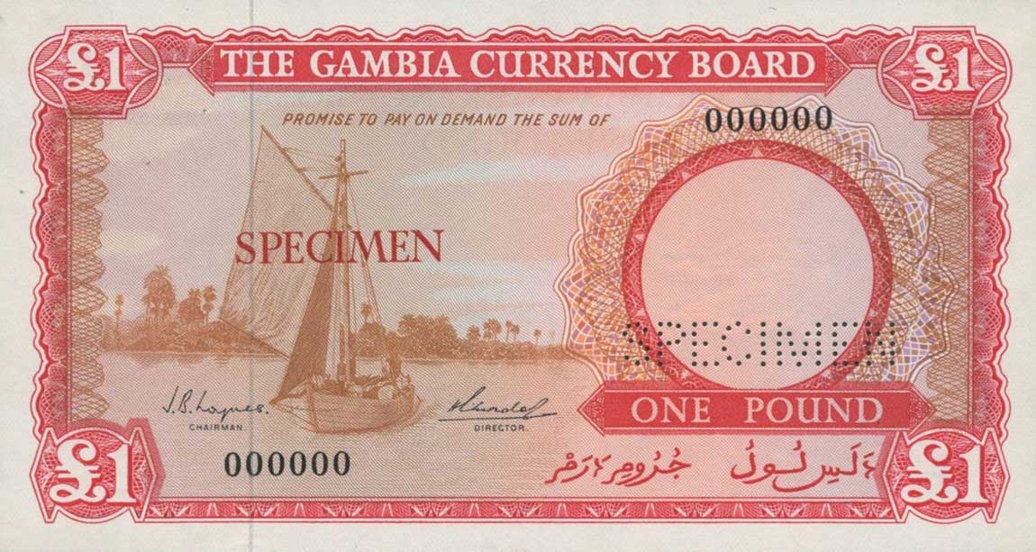 Front of Gambia p2s: 1 Pound from 1965