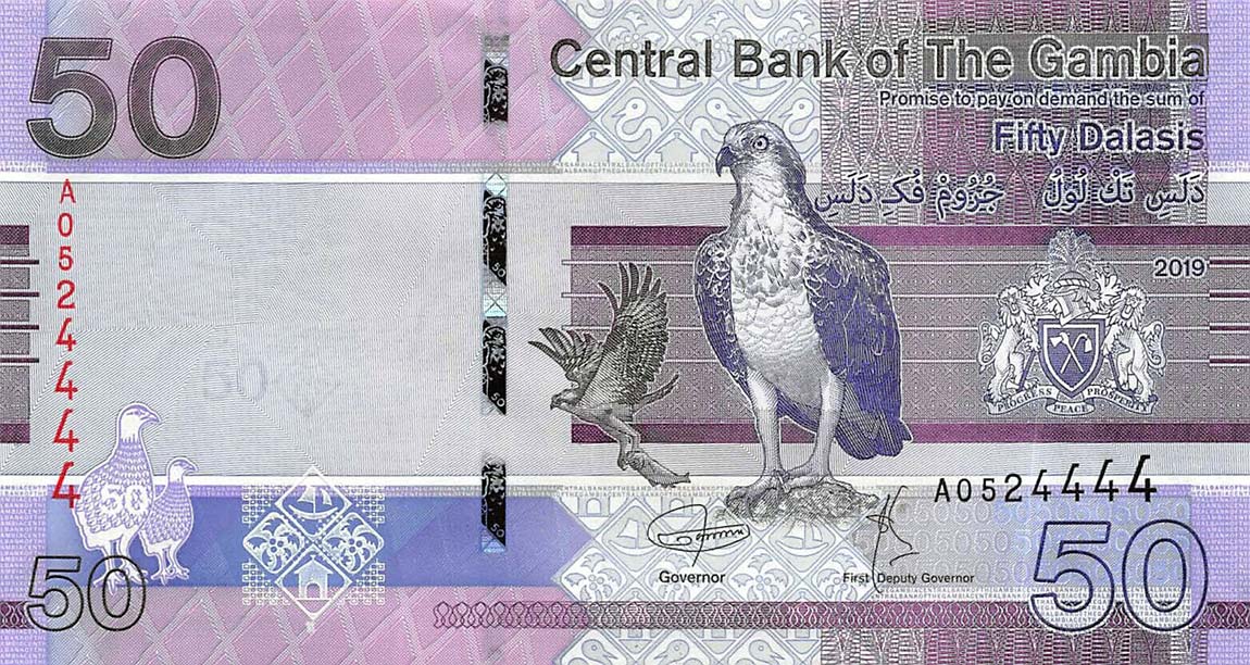 Front of Gambia p40: 50 Dalasis from 2019