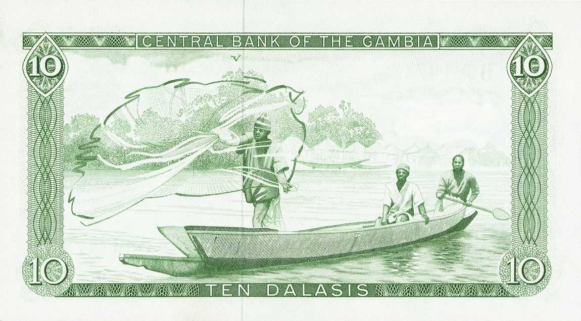 Back of Gambia p6a: 10 Dalasis from 1972