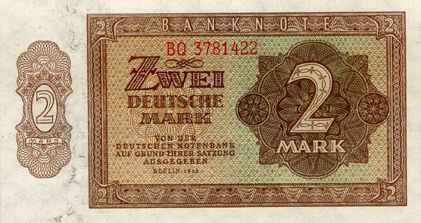 Front of German Democratic Republic p10b: 2 Deutsche Mark from 1948