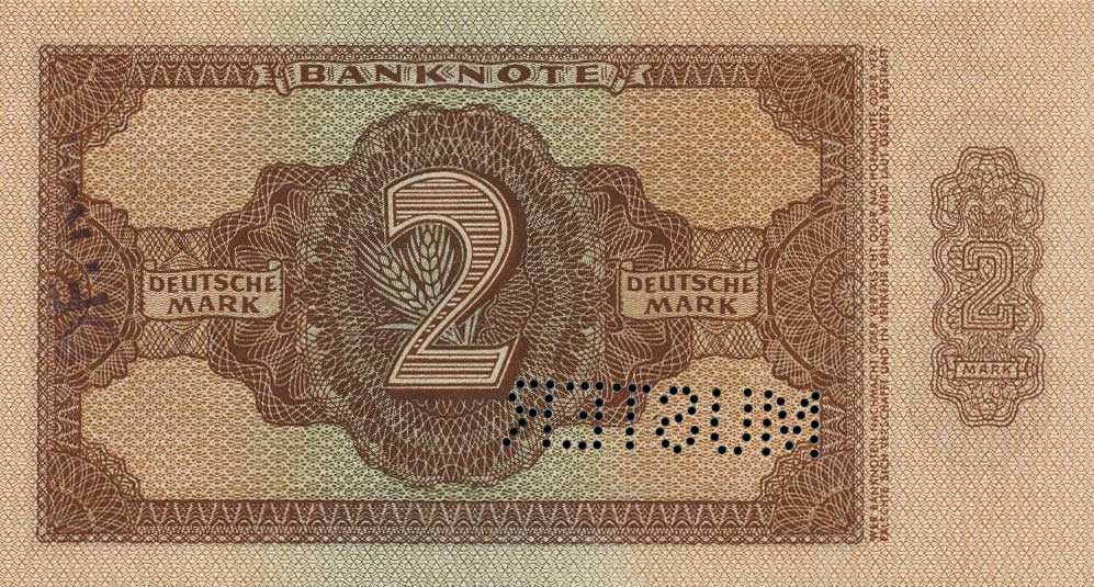 Back of German Democratic Republic p10s: 2 Deutsche Mark from 1948