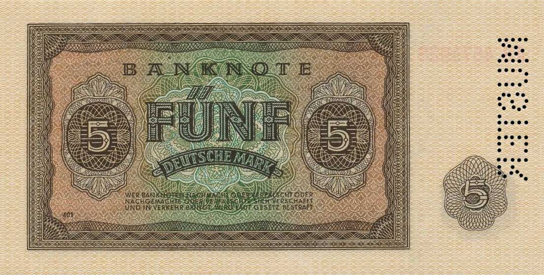 Back of German Democratic Republic p11s: 5 Deutsche Mark from 1948
