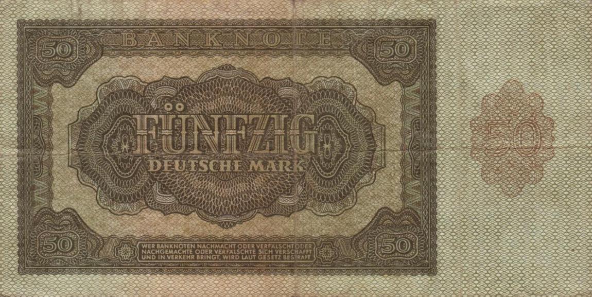 Back of German Democratic Republic p14a: 50 Deutsche Mark from 1948