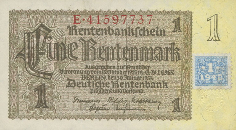 Front of German Democratic Republic p1: 1 Deutsche Mark from 1948