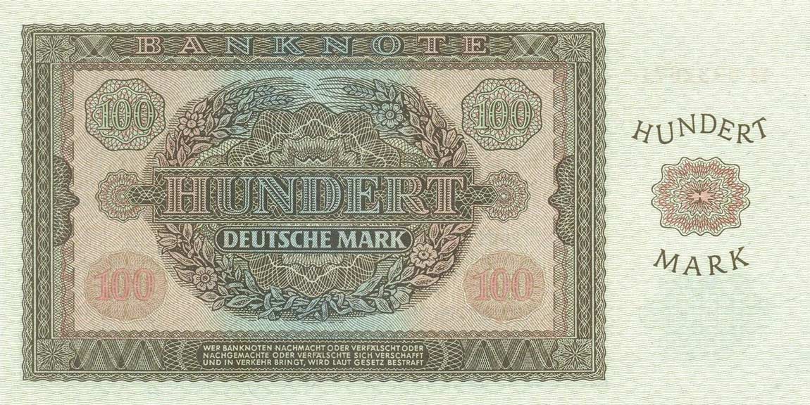 Back of German Democratic Republic p21a: 100 Deutsche Mark from 1955
