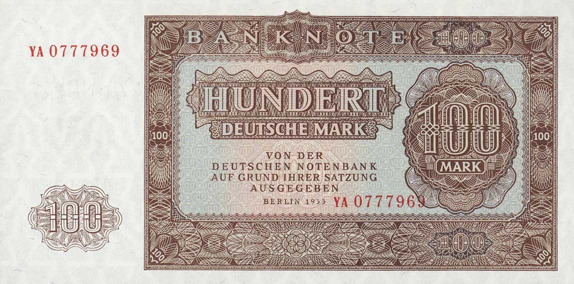 Front of German Democratic Republic p21r: 100 Deutsche Mark from 1955
