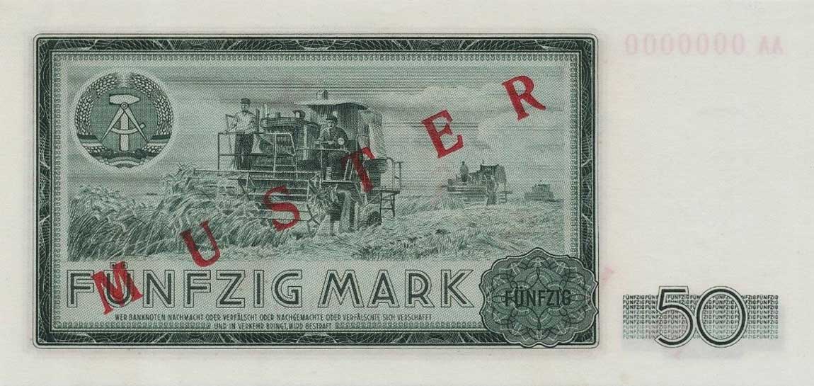 Back of German Democratic Republic p25s: 50 Mark from 1964