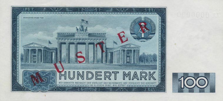 Back of German Democratic Republic p26s: 100 Mark from 1964