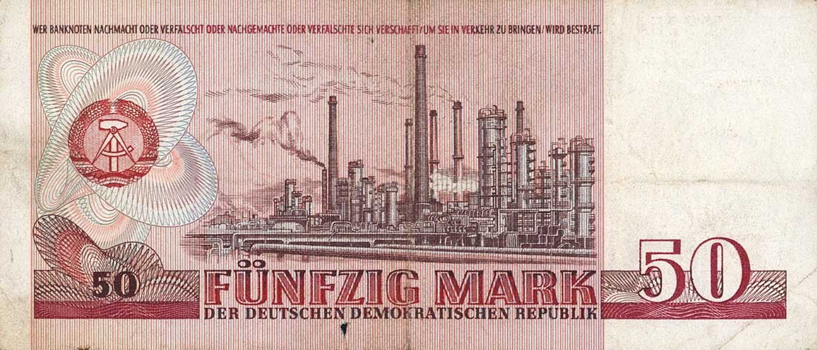 Back of German Democratic Republic p30r: 50 Mark from 1971