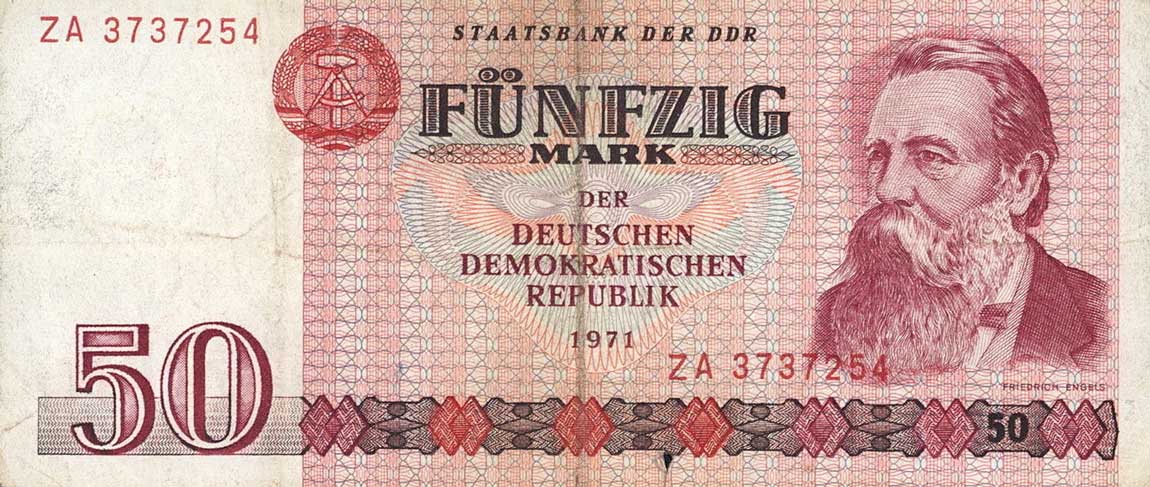 Front of German Democratic Republic p30r: 50 Mark from 1971