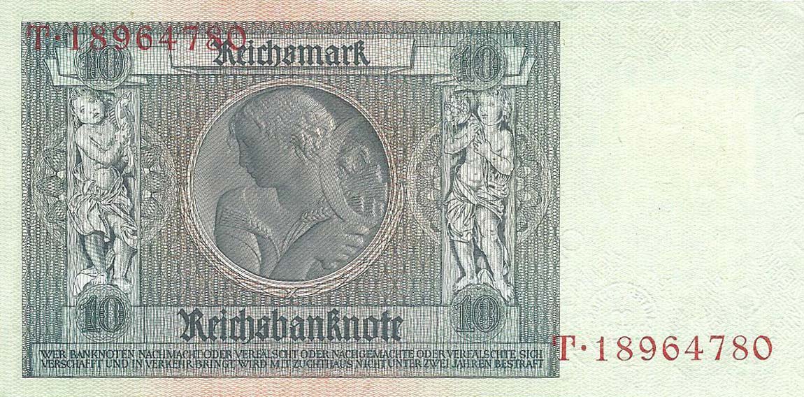 Back of German Democratic Republic p4b: 10 Deutsche Mark from 1948