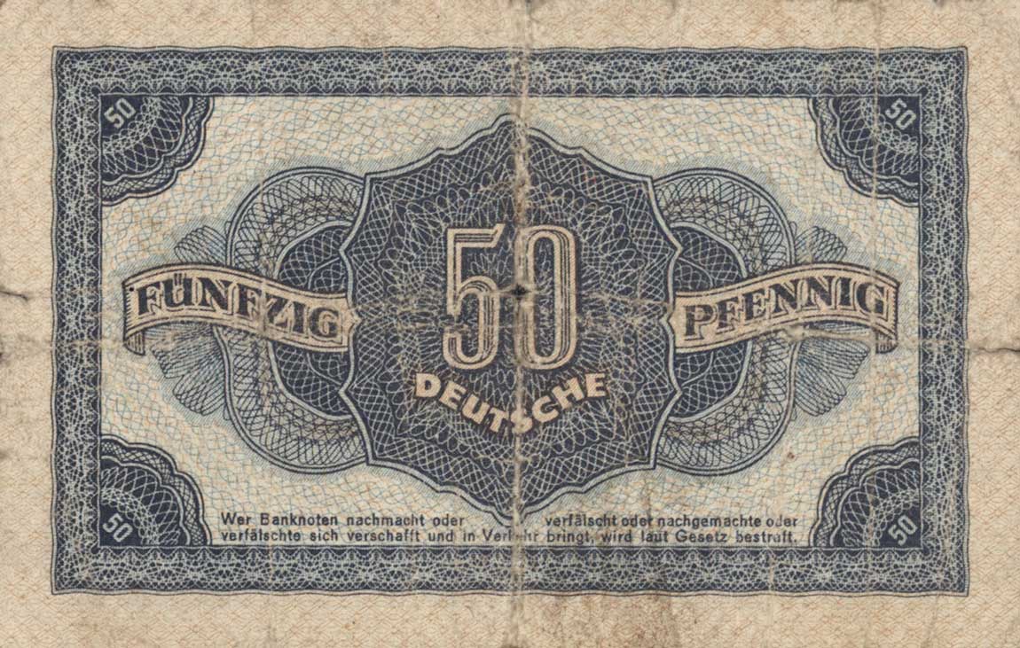 Back of German Democratic Republic p8a: 50 Deutsche Pfennig from 1948