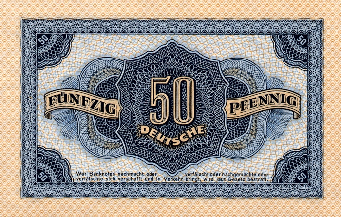 Back of German Democratic Republic p8b: 50 Deutsche Pfennig from 1948