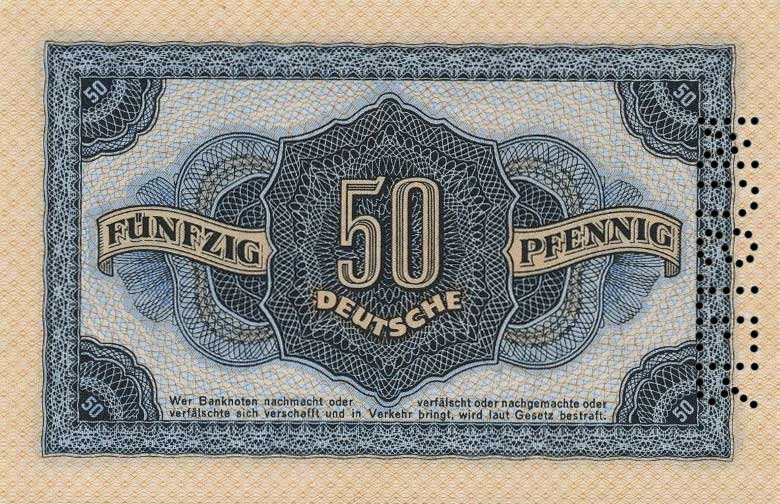 Back of German Democratic Republic p8s: 50 Deutsche Pfennig from 1948