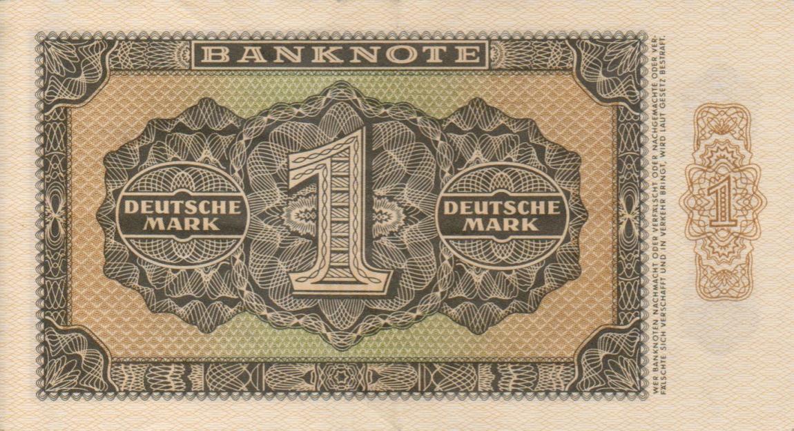 Back of German Democratic Republic p9b: 1 Deutsche Mark from 1948