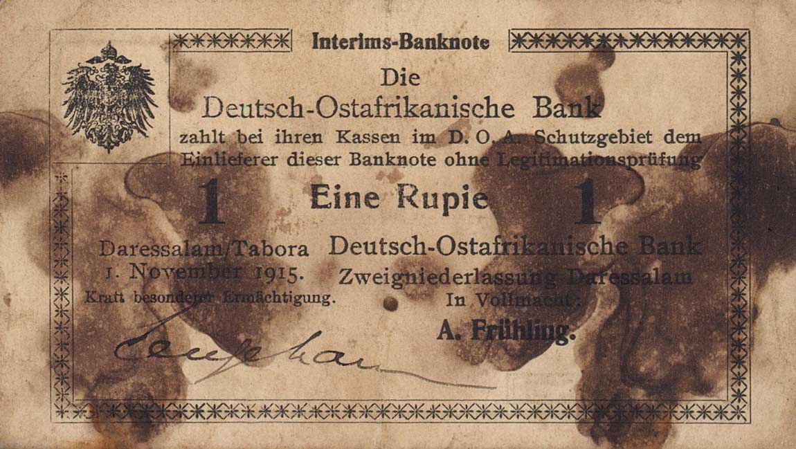 Front of German East Africa p12b: 1 Rupie from 1915