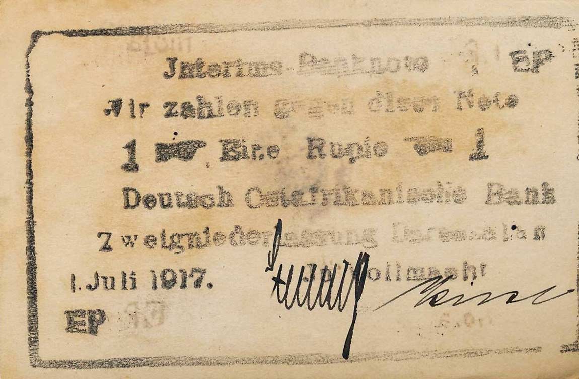 Front of German East Africa p22a: 1 Rupie from 1917