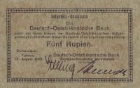 p29 from German East Africa: 5 Rupien from 1915