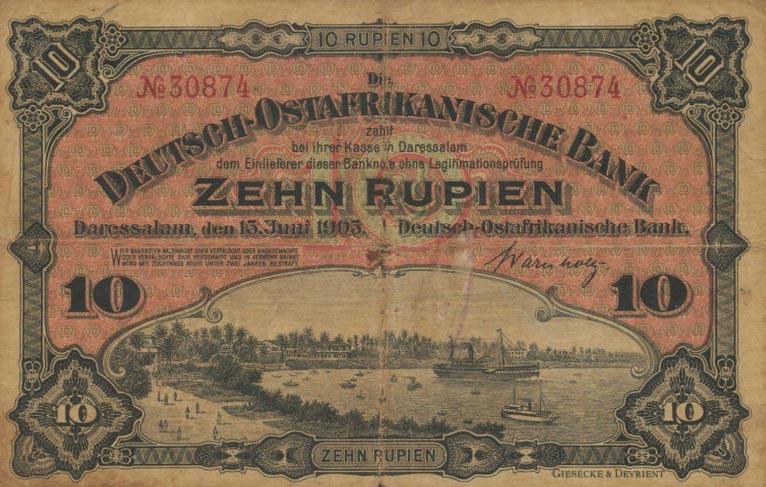 Front of German East Africa p2: 10 Rupien from 1905
