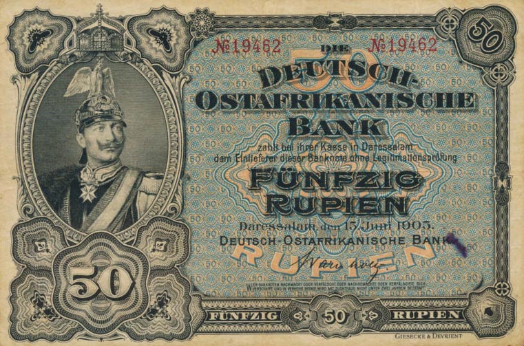 Front of German East Africa p3b: 50 Rupien from 1905