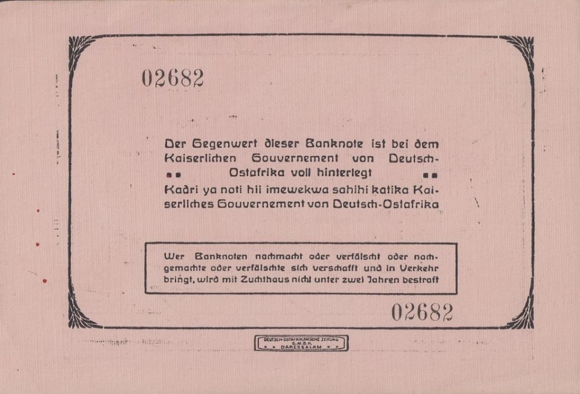 Back of German East Africa p44b: 20 Rupien from 1915