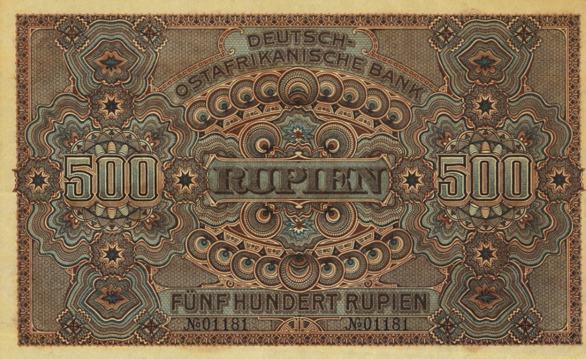 Back of German East Africa p5: 500 Rupien from 1912