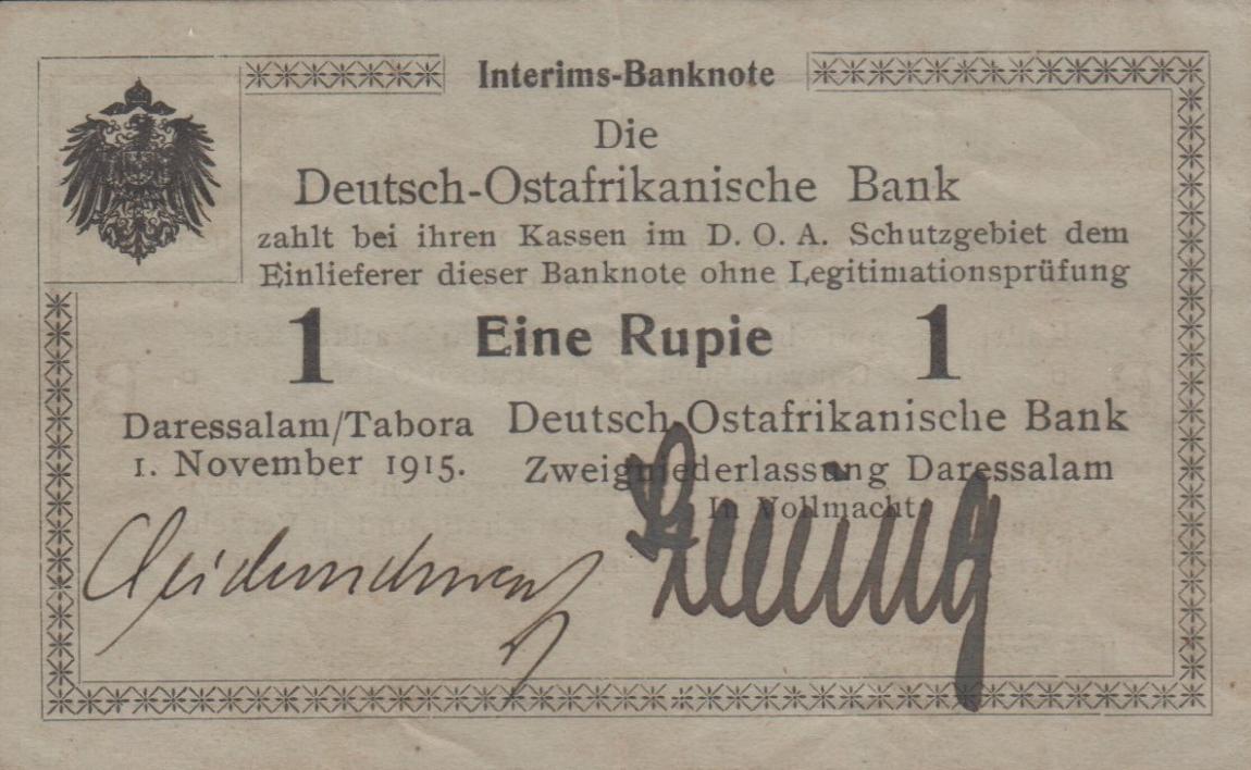 Front of German East Africa p8: 1 Rupie from 1915