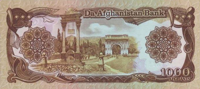 Back of Afghanistan p61b: 1000 Afghanis from 1990