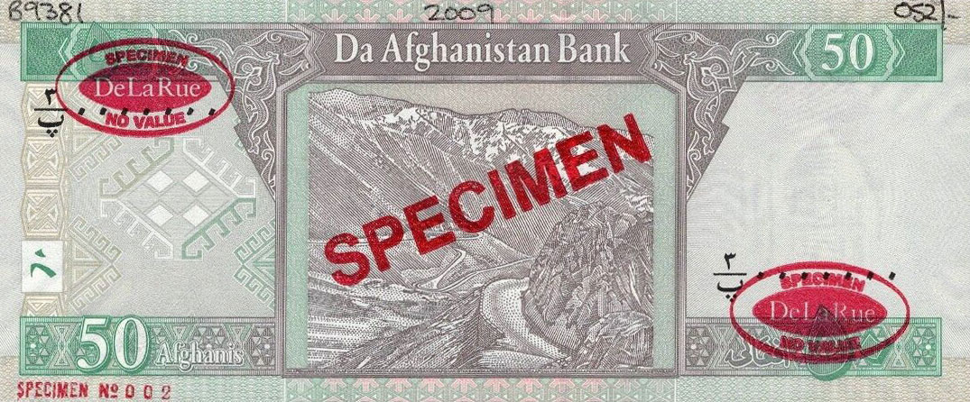 Back of Afghanistan p69s: 50 Afghanis from 2002