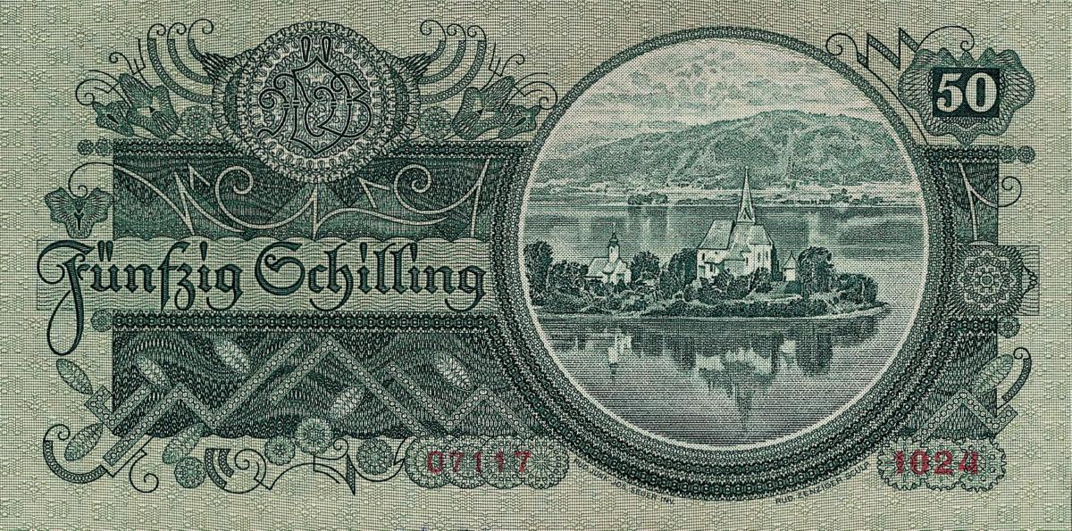 Back of Austria p100: 50 Schilling from 1935