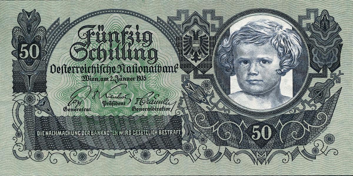 Front of Austria p100: 50 Schilling from 1935