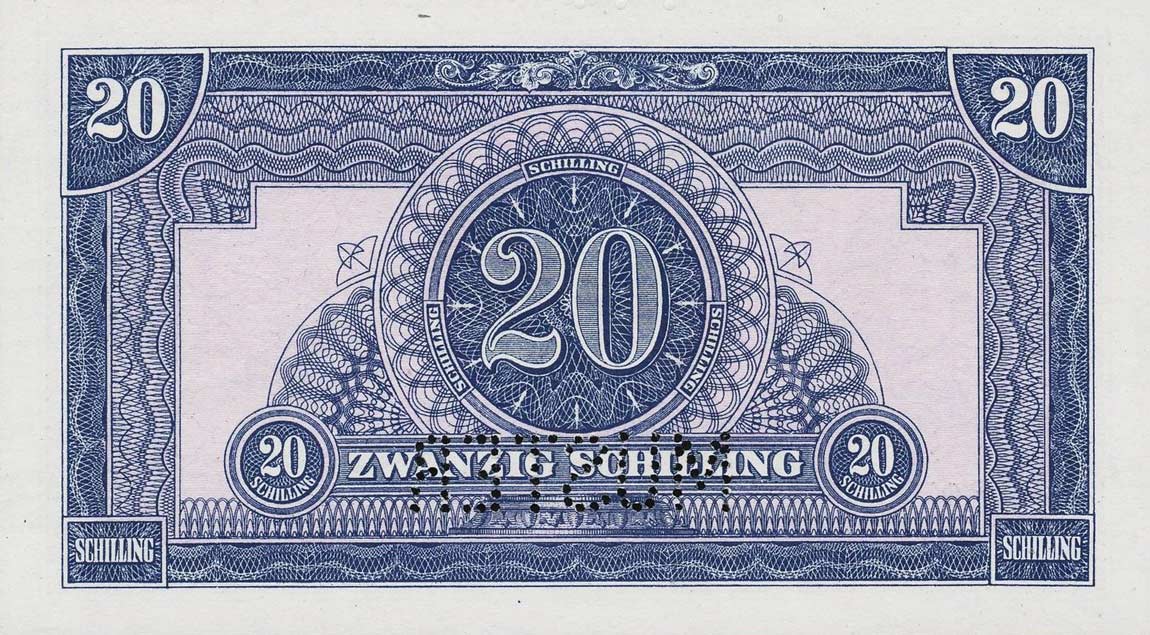 Back of Austria p107s: 20 Schilling from 1944