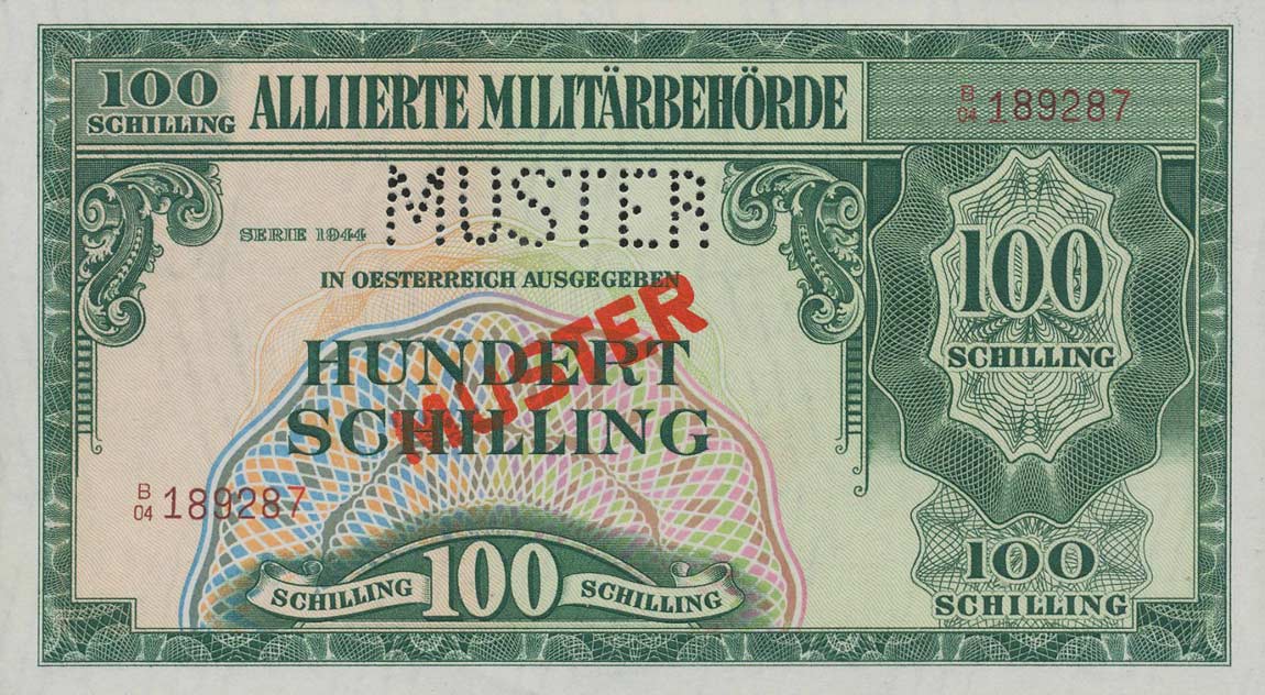 Front of Austria p110s: 100 Schilling from 1944