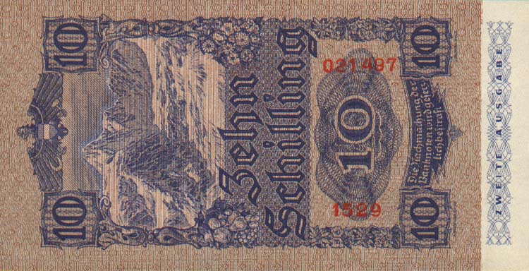 Back of Austria p115a: 10 Schilling from 1945