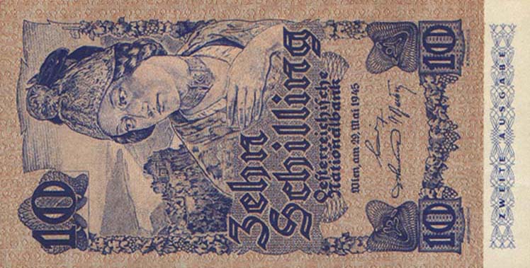 Front of Austria p115a: 10 Schilling from 1945