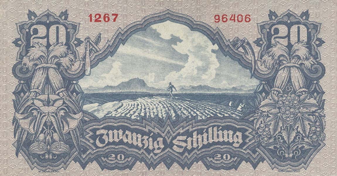 Back of Austria p116a: 20 Schilling from 1945