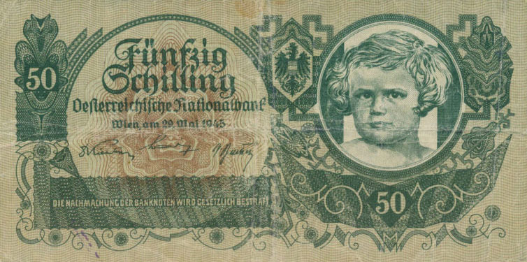 Front of Austria p117a: 50 Schilling from 1945