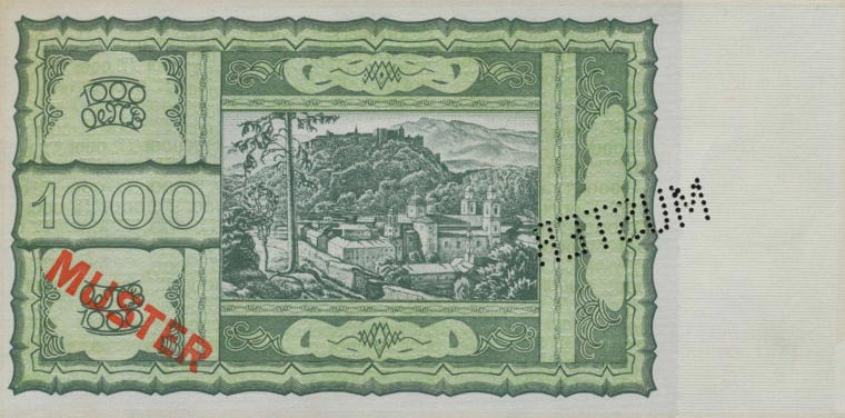 Back of Austria p120s: 1000 Schilling from 1945