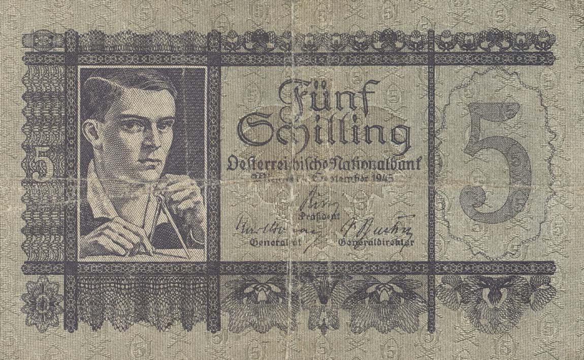 Front of Austria p121a: 5 Schilling from 1945