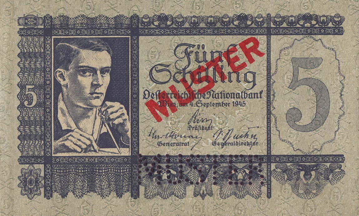 Front of Austria p121s: 5 Schilling from 1945