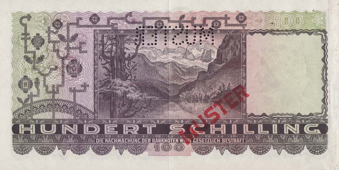 Back of Austria p124s: 100 Schilling from 1947