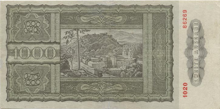 Back of Austria p125a: 1000 Schilling from 1947